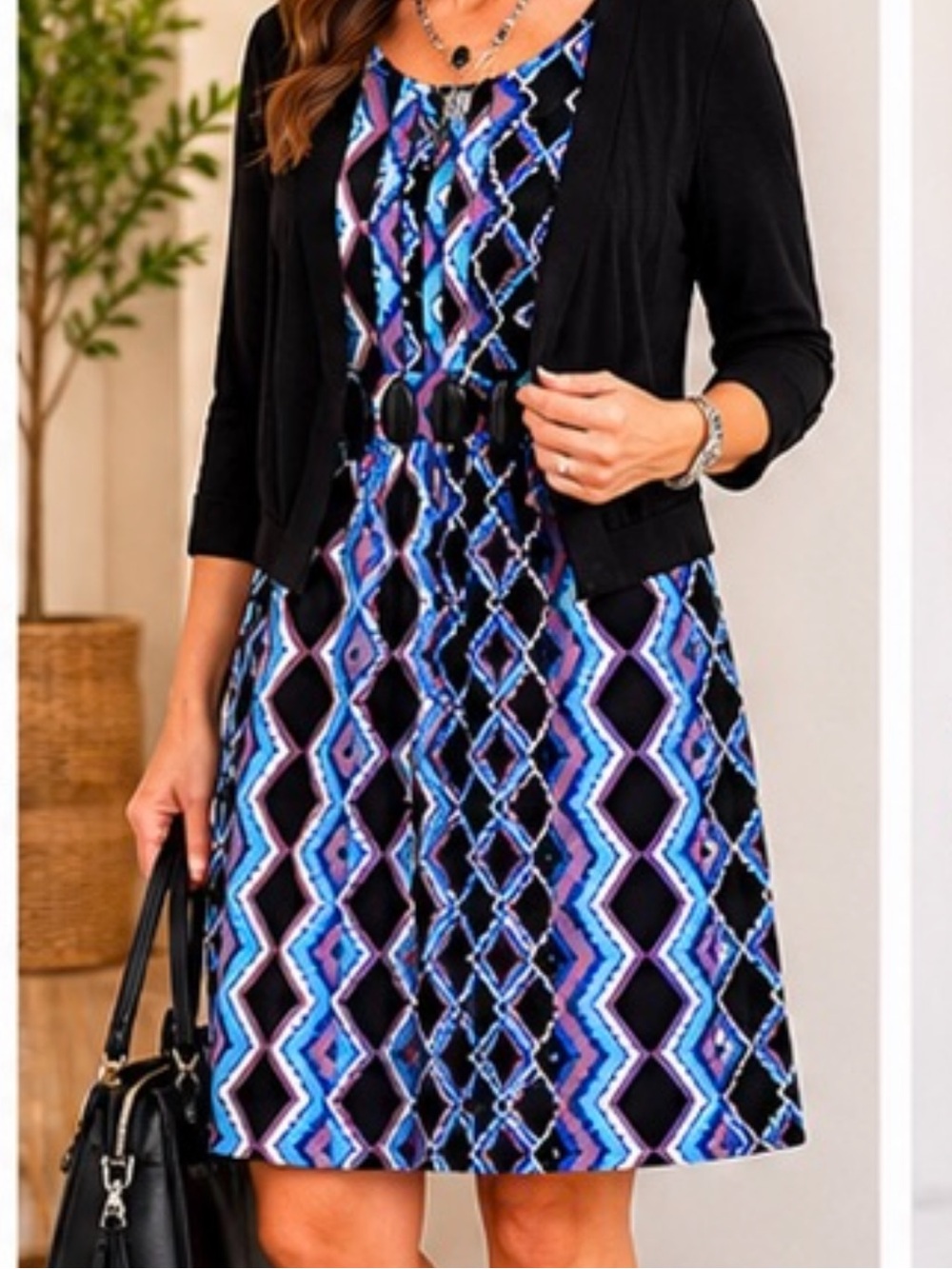 2 Piece Outfit Bundle Voir Voir Geometric Dress & Christopher Banks Cardigan - Picture 8 of 8
